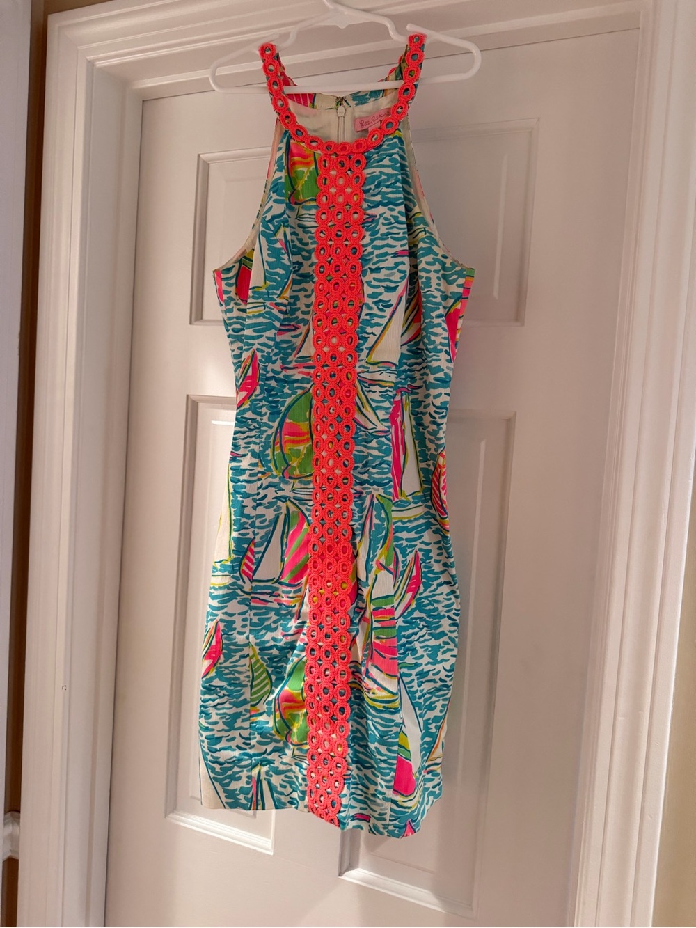 Bright Sailboat Print Women’s Size 00 Dress in Turquoise & Pink